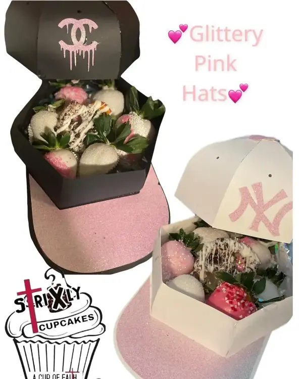 Team Hat Box with Dipped Strawberries
